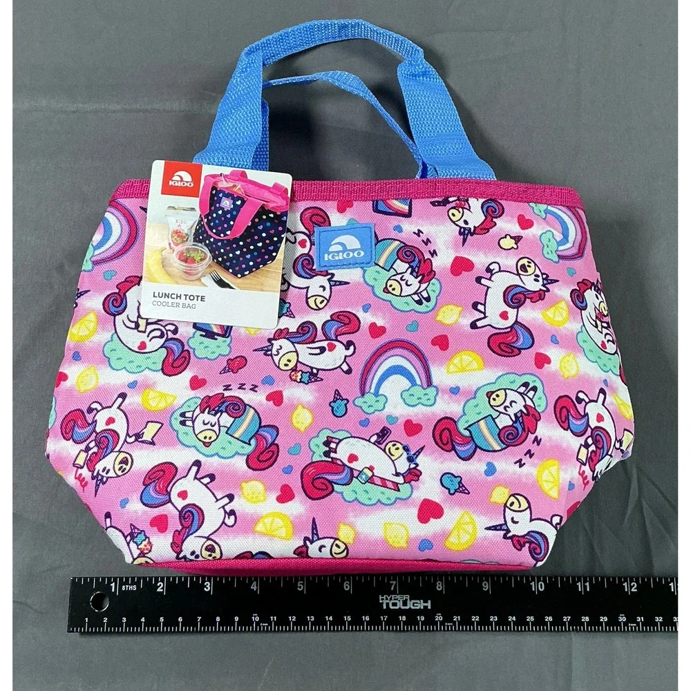 Igloo Lunch Tote Cooler Bag Pink Blue Unicorns Insulated Zipper New with Tags